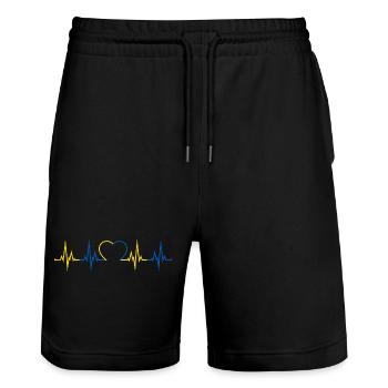 Ukraine Herzschlag - Stanley/Stella Unisex Bio Joggingshorts Trainer  - Schwarz - Vorne - Nik (191cm) & Marisol (170cm)