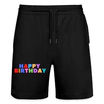 Happy Birthday Geburtstagsgruß Geburtstagsgeschenk - Stanley/Stella Unisex Bio Joggingshorts Trainer  - Schwarz - Vorne - Nik (191cm) & Marisol (170cm)