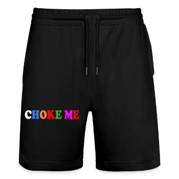 Choke me - Stanley/Stella Trainer Unisex Organic Jogging Shorts - black - Front - Nik (191cm) & Marisol (170cm)