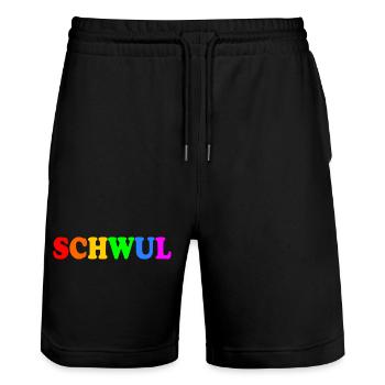 Schwul - Stanley/Stella Unisex Bio Joggingshorts Trainer  - Schwarz - Vorne - Nik (191cm) & Marisol (170cm)