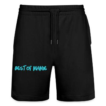 OMA. MUTTERTAG. ALLES GUTE ZUM OMA-TAG. ICH LIEBE DICH - Stanley/Stella Unisex Bio Joggingshorts Trainer  - Schwarz - Vorne - Nik (191cm) & Marisol (170cm)