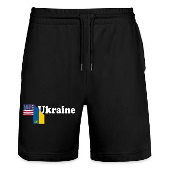 Vintage Américain Ukrainien Drapeaux USA Ukraine - Short de jogging bio TRAINER Stanley/Stella unisexe - noir - Devant - Nik (191cm) & Marisol (170cm)