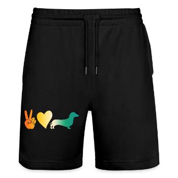 Chien teckel - Short de jogging bio TRAINER Stanley/Stella unisexe - noir - Devant - Nik (191cm) & Marisol (170cm)