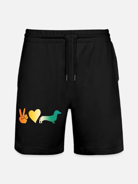 Hund Dackel - Stanley/Stella Unisex Bio Joggingshorts Trainer - Schwarz