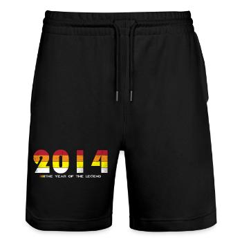Millésime 2014 - L’année de la légende - Rétro 10 - Short de jogging bio TRAINER Stanley/Stella unisexe - noir - Devant - Nik (191cm) & Marisol (170cm)