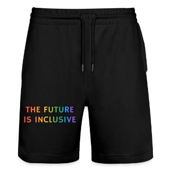 The Future Is Inclusive Gay Pride LGBTQ rights - Stanley/Stella Trainer Unisex Organic Jogging Shorts - black - Front - Nik (191cm) & Marisol (170cm)