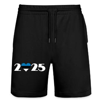 I love Estonia 2025, Trip to Estonia 2025 - Stanley/Stella Trainer Unisex Organic Jogging Shorts - black - Front - Nik (191cm) & Marisol (170cm)