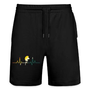 Steckenpferd Herzschlag Hobby Horsing - Stanley/Stella Unisex Bio Joggingshorts Trainer  - Schwarz - Vorne - Nik (191cm) & Marisol (170cm)