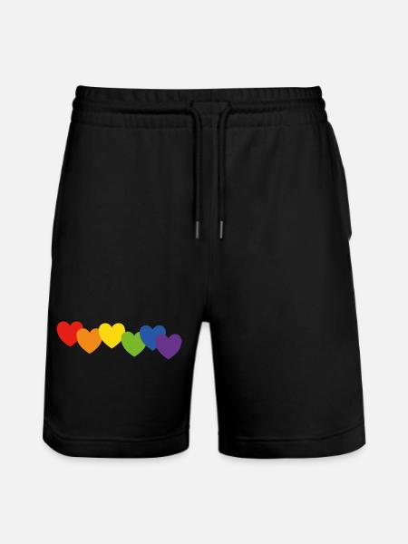 Herzen Regenbogenfarben - Stanley/Stella Unisex Bio Joggingshorts Trainer - Schwarz
