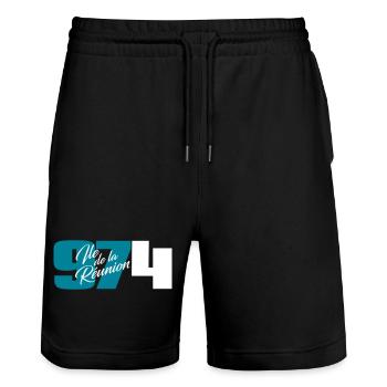 974 Ile de la Réunion C24 Turquoise S - Short de jogging bio TRAINER Stanley/Stella unisexe - noir - Devant - Nik (191cm) & Marisol (170cm)
