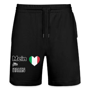 Mein Herz für Italien - Stanley/Stella Unisex Bio Joggingshorts Trainer  - Schwarz - Vorne - Nik (191cm) & Marisol (170cm)