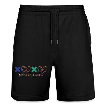 Infinity Heart Autism Awareness Choose To Include - Stanley/Stella Trainer Unisex Organic Jogging Shorts - black - Front - Nik (191cm) & Marisol (170cm)