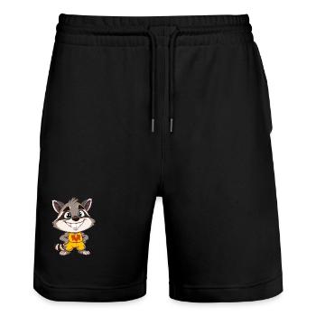 Frecher Waschbär - Stanley/Stella Unisex Bio Joggingshorts Trainer  - Schwarz - Vorne - Nik (191cm) & Marisol (170cm)