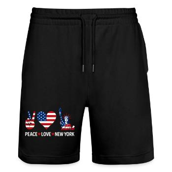 Paix Amour New York - Short de jogging bio TRAINER Stanley/Stella unisexe - noir - Devant - Nik (191cm) & Marisol (170cm)