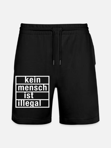kein mensch ist illegal - Stanley/Stella Unisex Bio Joggingshorts Trainer - Schwarz