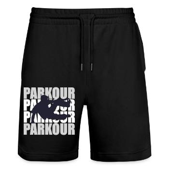 Parkour - Stanley/Stella Trainer Unisex Organic Jogging Shorts - black - Front - Nik (191cm) & Marisol (170cm)