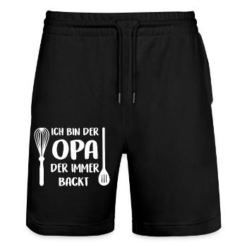 Der Opa der immer backt mit Schneebesen Kochlöffel - Stanley/Stella Unisex Bio Joggingshorts Trainer  - Schwarz - Vorne - Nik (191cm) & Marisol (170cm)