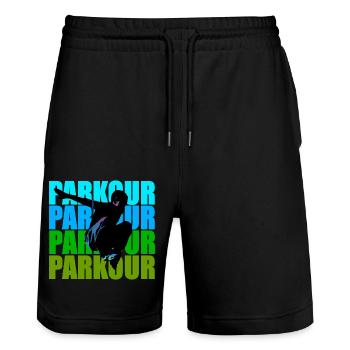 Parkour - Stanley/Stella Trainer Unisex Organic Jogging Shorts - black - Front - Nik (191cm) & Marisol (170cm)