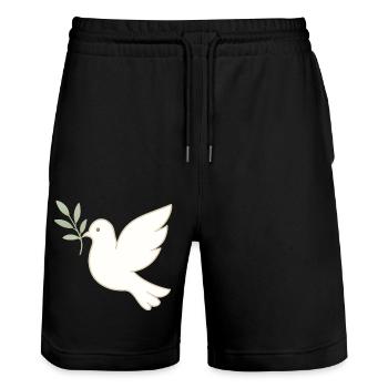 Dove of peace with olive branch - Stanley/Stella Trainer Unisex Organic Jogging Shorts - black - Front - Nik (191cm) & Marisol (170cm)