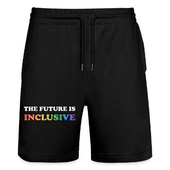 The Future Is Inclusive LGBT Pride Rainbow - Stanley/Stella Trainer Unisex Organic Jogging Shorts - black - Front - Nik (191cm) & Marisol (170cm)