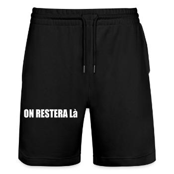 Leave it at that - Stanley/Stella Trainer Unisex Organic Jogging Shorts - black - Front - Nik (191cm) & Marisol (170cm)