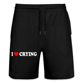 i love crying - Stanley/Stella Trainer Unisex Organic Jogging Shorts - black - Front - Nik (191cm) & Marisol (170cm)