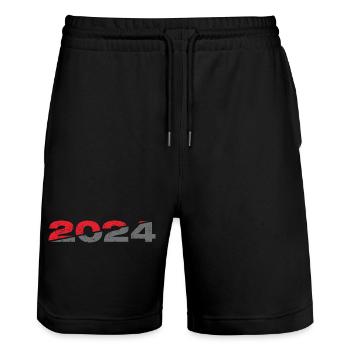 2024 - Stanley/Stella Unisex Bio Joggingshorts Trainer  - Schwarz - Vorne - Nik (191cm) & Marisol (170cm)