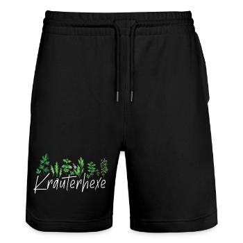 Kräuterhexe - Stanley/Stella Unisex Bio Joggingshorts Trainer  - Schwarz - Vorne - Nik (191cm) & Marisol (170cm)