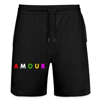 Amour - Stanley/Stella Trainer Unisex Organic Jogging Shorts - black - Front - Nik (191cm) & Marisol (170cm)