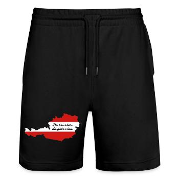 Da bin i her, da ghör i hin. - Stanley/Stella Unisex Bio Joggingshorts Trainer  - Schwarz - Vorne - Nik (191cm) & Marisol (170cm)