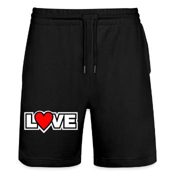 Liebe - Stanley/Stella Unisex Bio Joggingshorts Trainer  - Schwarz - Vorne - Nik (191cm) & Marisol (170cm)