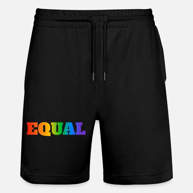 EQUAL RAINBOW TEXT - Stanley/Stella Trainer Unisex Organic Jogging Shorts - black