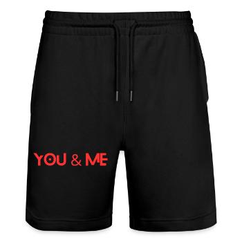 YOU & ME - Stanley/Stella Trainer Unisex Organic Jogging Shorts - black - Front - Nik (191cm) & Marisol (170cm)