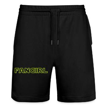 FANGIRL - Stanley/Stella Trainer Unisex Organic Jogging Shorts - black - Front - Nik (191cm) & Marisol (170cm)