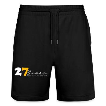 Jahrgang 1997 Lustig 27 Jahre Bday Männer Frauen - Stanley/Stella Unisex Bio Joggingshorts Trainer  - Schwarz - Vorne - Nik (191cm) & Marisol (170cm)