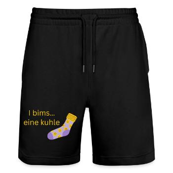 coole Socke - Stanley/Stella Unisex Bio Joggingshorts Trainer  - Schwarz - Vorne - Nik (191cm) & Marisol (170cm)