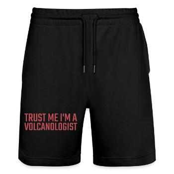 Volcanologist Trust me Volcanology - Stanley/Stella Unisex Bio Joggingshorts Trainer  - Schwarz - Vorne - Nik (191cm) & Marisol (170cm)