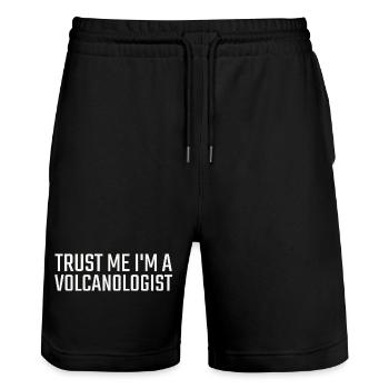Volcanologist Trust me Volcanology - Stanley/Stella Unisex Bio Joggingshorts Trainer  - Schwarz - Vorne - Nik (191cm) & Marisol (170cm)