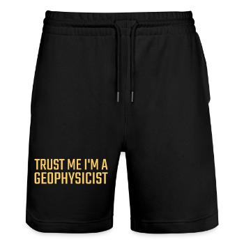 Geophysicist Trust Me Geophysics - Stanley/Stella Unisex Bio Joggingshorts Trainer  - Schwarz - Vorne - Nik (191cm) & Marisol (170cm)