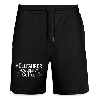 Garbage Driver Powered By Coffee - Stanley/Stella Trainer Unisex Organic Jogging Shorts - black - Front - Nik (191cm) & Marisol (170cm)