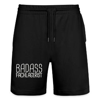 Magasinier Badass - Short de jogging bio TRAINER Stanley/Stella unisexe - noir - Devant - Nik (191cm) & Marisol (170cm)