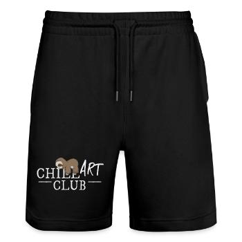 Chill Art Club! Nichts Tun Chillendes Faultier - Stanley/Stella Unisex Bio Joggingshorts Trainer  - Schwarz - Vorne - Nik (191cm) & Marisol (170cm)
