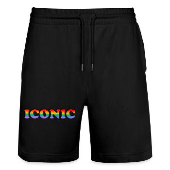 Iconique - Rainbow Text LGBT Pride - Short de jogging bio TRAINER Stanley/Stella unisexe - noir - Devant - Nik (191cm) & Marisol (170cm)