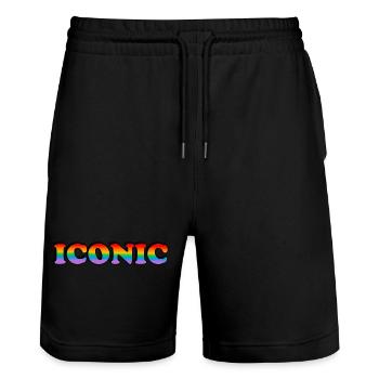 Iconique - Rainbow Text LGBT Pride - Short de jogging bio TRAINER Stanley/Stella unisexe - noir - Devant - Nik (191cm) & Marisol (170cm)