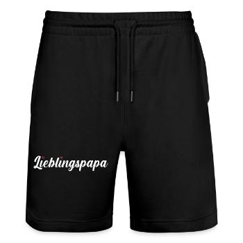 Père Meilleur Papa - Short de jogging bio TRAINER Stanley/Stella unisexe - noir - Devant - Nik (191cm) & Marisol (170cm)