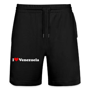 Ich liebe Venezuela - Stanley/Stella Unisex Bio Joggingshorts Trainer  - Schwarz - Vorne - Nik (191cm) & Marisol (170cm)