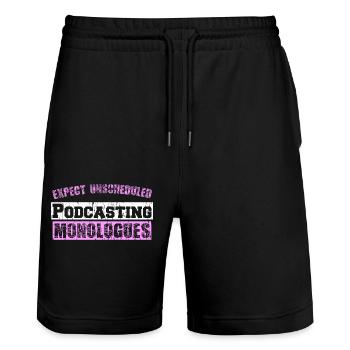 Expect unscheduled Podcasting monologues - Stanley/Stella Unisex Bio Joggingshorts Trainer  - Schwarz - Vorne - Nik (191cm) & Marisol (170cm)