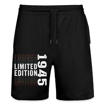 Édition limitée 1945 - génial 78e anniversaire - Short de jogging bio TRAINER Stanley/Stella unisexe - noir - Devant - Nik (191cm) & Marisol (170cm)
