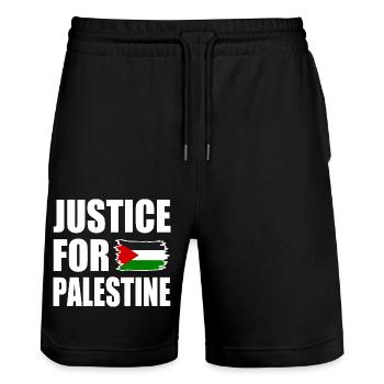 Justice for palestine - Short de jogging bio TRAINER Stanley/Stella unisexe - noir - Devant - Nik (191cm) & Marisol (170cm)