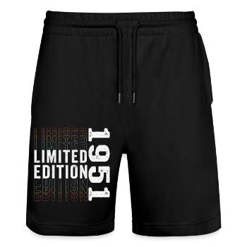 Édition limitée 1951 - génial 72e anniversaire - Short de jogging bio TRAINER Stanley/Stella unisexe - noir - Devant - Nik (191cm) & Marisol (170cm)
